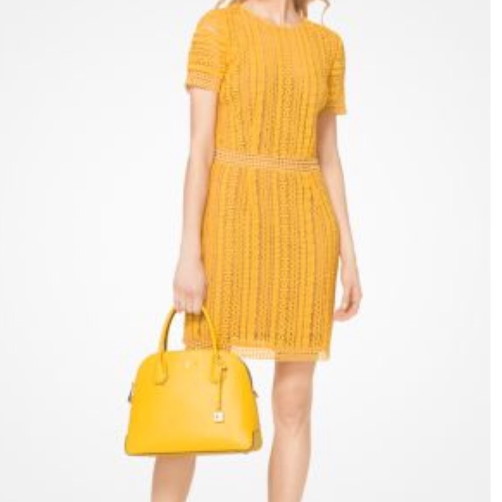 MK Yellow Crochet Boatneck Dress